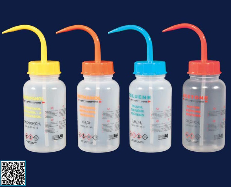 독일 ISOLAB 세척병 (WASH BOTTLES - “wide neck” - “multilingual”) 500ml